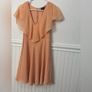 Marciano Orange Mini Dress | V-Neck | Fit & Flare | Party | Minimalist